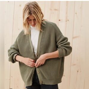 Jenni Kayne Cotton Cocoon Cardigan in Green size small